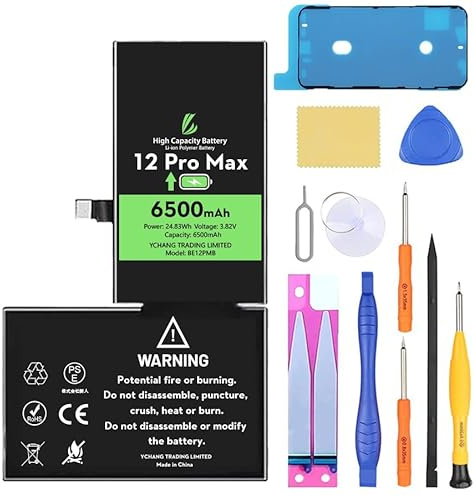 LL TRADER Battery for iPhone 12 Pro Max, 6500mAh High Capacity 0 Cycle Replacement Battery for iPhone 12 Pro Max with Repair Tools