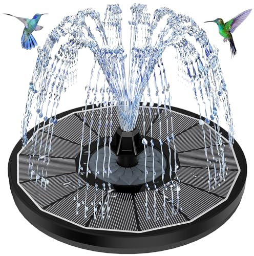 Solar Springbrunnen mit 3.5W Glas Solarpanel, Solar Teichpumpe 2026 Upgrade, Runden Solarbrunnen mit 8 Düsen & 4 Fixe Rohre Solar Wasserpumpe Solar Schwimmender Fontäne Pumpe für Garten, Vogel-Bad