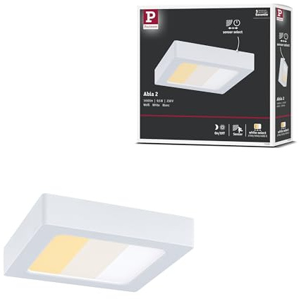 Paulmann LED Panel Abia 2 White Select Dämmerungsgesteuerter Bewegungsmelder (HF) eckig 170x170 mm 9,5W 1100lm 2700-4000K Weiß 71295