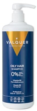 Valquer Shampoing Zéro% Anti-Graisse : sans sel, sans sulfates, sans parabènes et sans silicones. Pour cheveux gras, régulateur de graisse - 1000 ml
