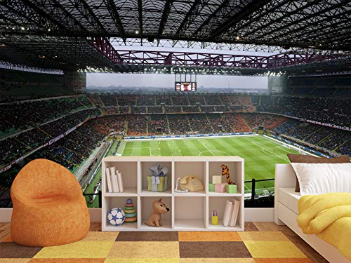 Fototapete aus Vinyl und Vliestapete, Motiv: Fußballstadion | Wandtapete | Wandtapete | Dekoration für Esszimmer, Wohnzimmer, Schlafzimmer ... 600x300cm