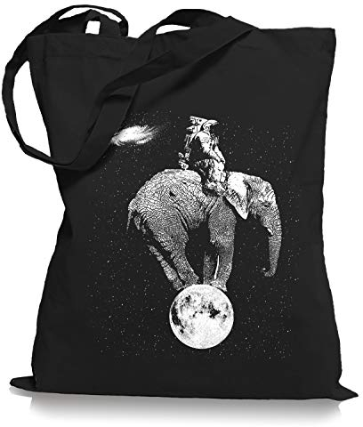Ma2ca Space Elephant Stoffbeutel Tragetasche/Bag/Jutebeutel WM1-black