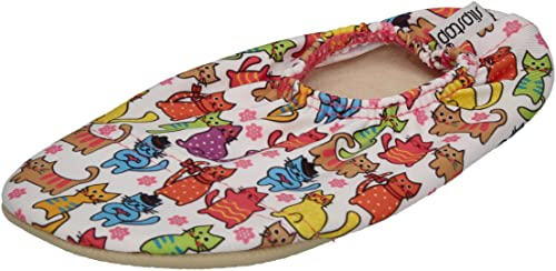 Slipstop Kinder Strandschuhe Anti Rutsch Ballett Schuhe Schwimmschuhe Urlaub Badeschuhe Yoga Pool lustige Katzen für Mädchen weiß/bunt, Größe 27-29