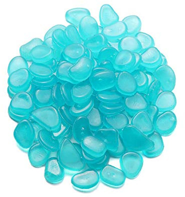 Mdurian 200Pcs Pierre Lumineuse Galet Lumineux Cailloux Brillants dans Le Noir pavés pour Maison Jardin passerelle Aquarium Patio pelouse Décoratives Bleu Clair