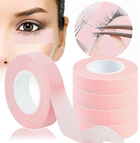 5 Rollen Wimpern Tape, Kalolary Rosa Tape Wimpernverlängerung Band, Wimpern Isolations Klebeband, Wimpernband für Wimpern Lash Extension Wimpernverlängerungswerkzeuge (0,5 Zoll x 10 Yards)