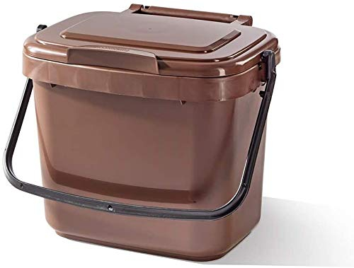Brown Kitchen Compost Caddy (5L - Small) - for Food Waste Recycling (5 Litre) - 5L Plastic Composting Bin