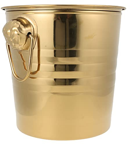 , secchiello per ghiaccio in acciaio inox da 3 l, per vino, , per mantenere il ghiaccio congelato per bevande ghiacciate, bevande refrigeranti, feste (dorato)