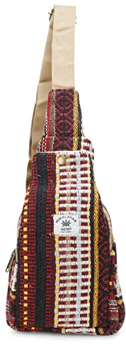 Suman Enterprises Hanf-Schulter-Rucksack, Hanf-Umhängetasche, verstellbarer Riemen, für Damen und Herren, Multi-1, Medium
