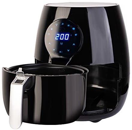 AMC Friggitrice ad aria calda elettrica da 3,5 Litri, Friggitrice aria Senza Olio con Touch Screen LCD, fornetto elettrico da 1500W con 6 metodi di cottura, Cestino Staccabile, Senza BPA,3.5L,1500 W