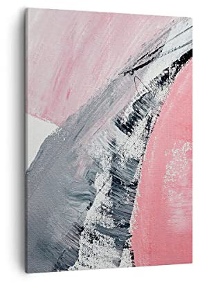 Moderne Impression sur Toile Rose Gris Peinture Image Tableau Decoration Murale 50x70cm Deco Cadre Salon Chambre Cuisine Vertical Petit Tableaux Decoratifs Muraux Art Wall Decor Design PA50x70-4982