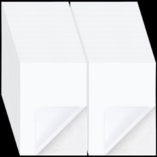 Nezyo 50 Pcs Double Sided Adhesive Sheets White Double Sided Clear Sticky Strong Adhesive Tape Sheets for Craft with White Liner for Photo Album DIY Arts Handbook Making Home Decor, A4