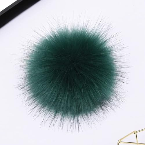 HEIYE 5Pcs Kunstfell Bommel Mit Druckknopf Pelzbommel Pompon Kunstfell Pompon Bommel Für Mütze Fell Fluffy Pompoms Ball Für Damen Und Mädchen Tasche Mützen Anhängern Dekoration (Green)