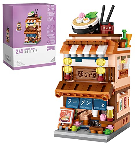 fun4kid Ristorante giapponese con vista sulla strada, set di mini mattoncini modulari, set da 412 pezzi, set di giocattoli da costruzione per bambini e adulti, non compatibile con