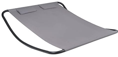 Hortan Lettino Matrimoniale Prendisole con Seduta Ergonomica In Tessuto Textilene, Cuscino Poggiatesta e Struttura A Dondolo In Acciaio Per Arredo Esterno, Giardino, Piscina e Terrazzo