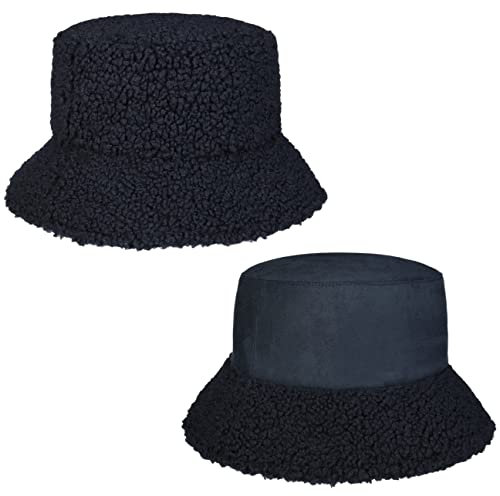 Seeberger Teddy Fur Wendehut Bucket Hat Fischerhut Kunstfellhut Damenhut Stoffhut (One Size - dunkelblau)