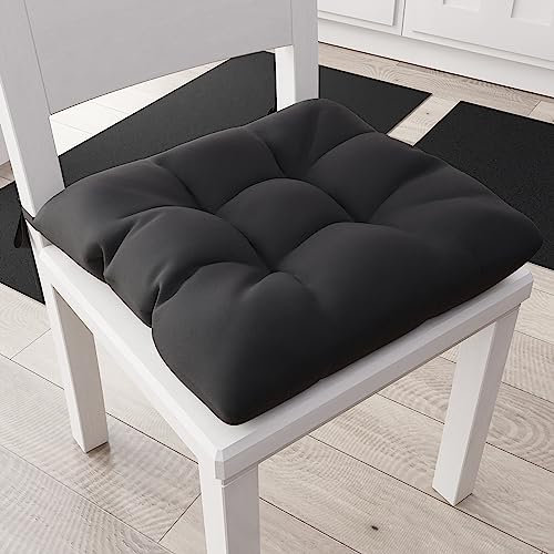 PETTI Artigiani Italiani - Coussins pour Chaise de Cuisine, Ensemble de 6 Coussins pour chaises de Cuisine, Housses de Chaise de Cuisine en Coton avec Lacets, Noir, 100% fabriqué en Italie