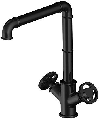 NATWEE Robinet mitigeur de Cuisine Style Steampunk Industriel Vintage à Double Volant Bec pivotant robinets d'évier, Robinet de vanité de Salle de Bain mitigeur de lavabo de Salle de Bain, Robinet de