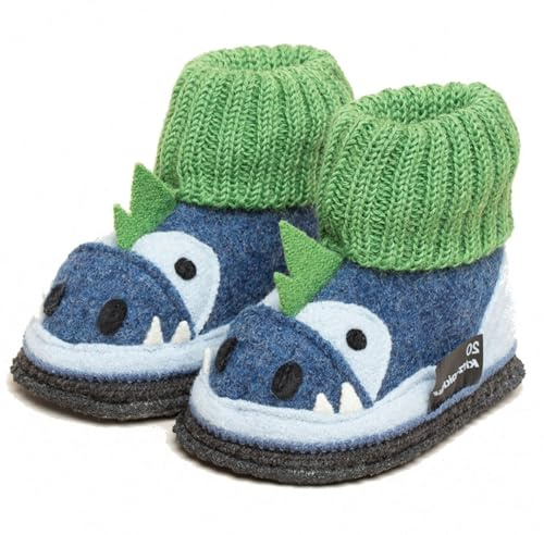 kitz-pichler Kinder-Hüttenschuh Kauns Dago für Jungen & Mädchen aus 100% Schurwolle Jeansblau/atlantik, 24
