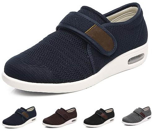 Diabetiker Schuhe Damen Extra Weite Einstellbar Walking Schuhe,Verstellbare Senioren Therapieschuhe Für Geschwollene Füße Atmungsaktive rutschfest Ödeme Orthopädische Schuhe EU 44.5(29cm/11.4in)
