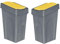 Optimal Products 50L Plastic Recycling Bin Rubbish Dustbin Kitchen Garden Recycle Waste Bin With Lid (Yellow, 2)