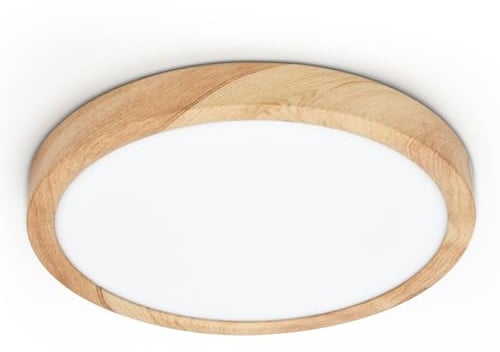 LVL LED-Deckenleuchte Holzmaserung, 18W Kleine Rund, Nordische Deckenleuchte Flach für Wohnzimmer, Schlafzimmer, Küche, Badezimmer, Balkon (18W)