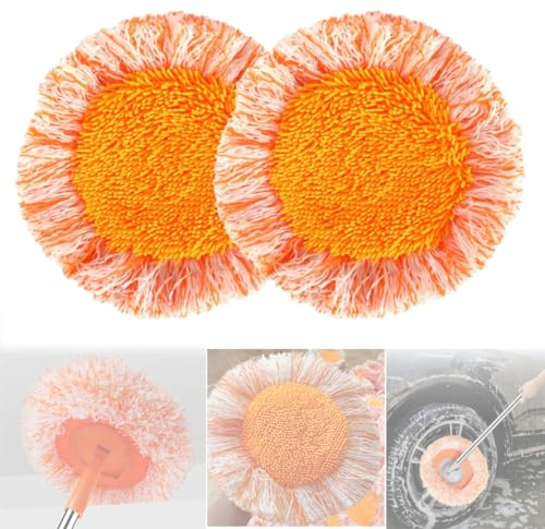 Fregona Redonda Reemplazable,Fregona Limpieza 360º,Fregona Microfibra Reemplazable,Fregona Polvo Extensible Set Fregona para Suelo Pared Coche,Techo,Pared Limpieza,2pcs