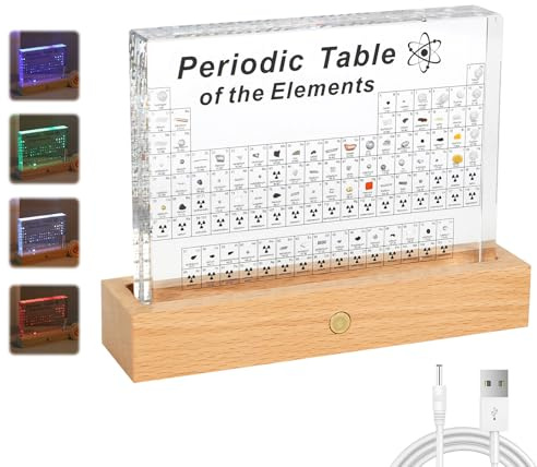 Btstil Großes Periodensystem mit echten Elementen, Acryl-Periodensystem mit 83 Elementen, Proben Periodensystem-Display, Geschenk für Studenten, Lehrer, Kinder, Studenten, Basteln, Dekoration