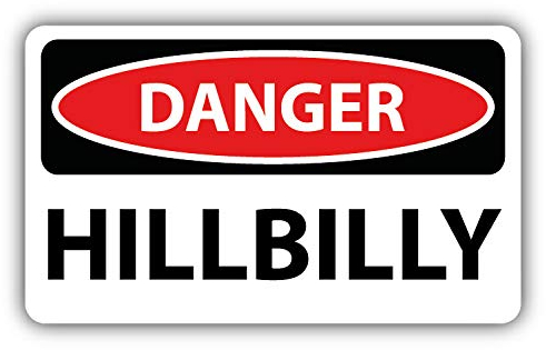 WildeBabsKLBT 11cm 2xHochwertiger Auto-Aufkleber Sticker Decal Autoaufkleber Aufkleber-Folie Wunschtext Danger Caution Achtung Vorsicht Hillbilly Zeichen G818