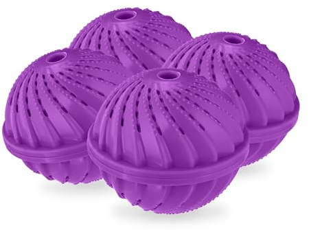 Relaxdays Waschball, 4er Set, Waschkugel für Waschmaschine, ökologisch, hautfreundlich, Waschen ohne Waschmittel, lila