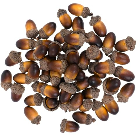 Yuqilin 50 Pièces Marron foncé Glands Artificiels, Plante Artificielle Exterieur, Deco de Table Noel, Décorations de Table Automne, pour Décoration Maison, Décorations Vacances (Type A)