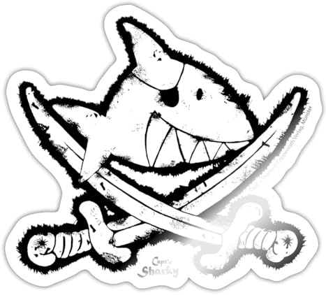 Spreadshirt Käpt'n Sharky Flagge Haifisch Sticker, max. 10 x 10 cm, 10 x 10 cm, Weiß glänzend