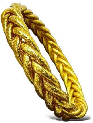 Yvelise Bracelet bouddhiste tressé - Jonc certifié fait en Thailande - Authentique - Or - Taille M