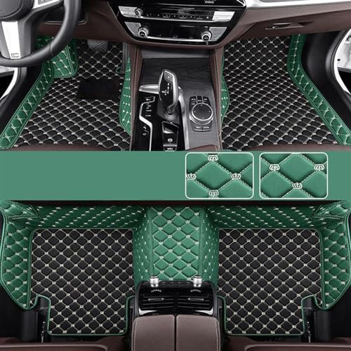 GDDUOYUE Anpassen Auto Fußmatten für 99.9% Stufenheck, Schrägheck, Coupe, Kombi, Cabriolet, Großraumlimousine Allwetter Fussmatten Set,Auto Fußmatten Schutz,Schwarz grün