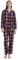 GLOBAL Femme Pyjama Flanelle Manches Long Ensembles de Pyjama Coton Chemises de Nuit Bouton Chaleureux Vêtements de Nuit Confortable Carreaux Rose Bleu S