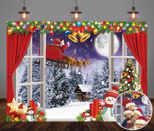 Weihnachten Fenster Hintergrund Winter Schnee Szene Weihnachtsbaum Schneemann Weihnachtsmann Fotografie Hintergrund Kinder Erwachsene Xmas Geburtstag Winter Familie Urlaub Neujahr Party Dekoration