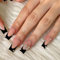 24Pcs Französische Spitze zum Aufdrücken der Nägel, Fake Nägel mit French Tip und Schmetterlings-Design, Vollständige Abdeckung, Künstliche Nägel mit Strasssteinen für Frauen & Mädchen (Schwarz, 24x)
