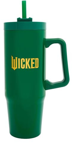 Wicked 900ml Insulated Tumbler with Straw and Lid | Official Merchandise by Polar Gear Movie Themed Travel Tumbler Cup | Double Wall Stainless Steel Tumbler Insulated Cup, Green