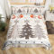 Rustikale Bauernhaus Bettbezug Set S Größe, Frohe Weihnachten Sterne Kiefer Retro Tröster Abdeckung (nicht Tröster), Vintage Land Weihnachten Scheune Holz Polyester Bettwäsche Set Dekor, 2 Pcs