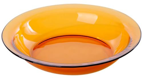 Acan Tradineur - Plat rond en verre, modèle Lys, plateau de service, extra résistant, design classique, passe au lave-vaisselle (Ambre - Ø 28 cm)