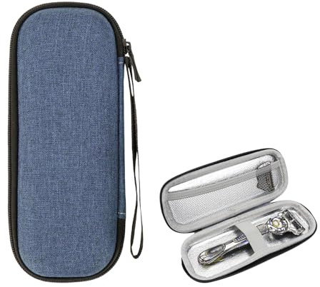 Linkidea Generic EVA-Hartschalen-Reiseetui für Rasierhobel, Rasierzubehör, Klingenkopf-Aufbewahrung, tragbare Reiserasiertasche für Herren, kompatibel mit Gillette Fusion 5 Power, Mach 3 (Blau)