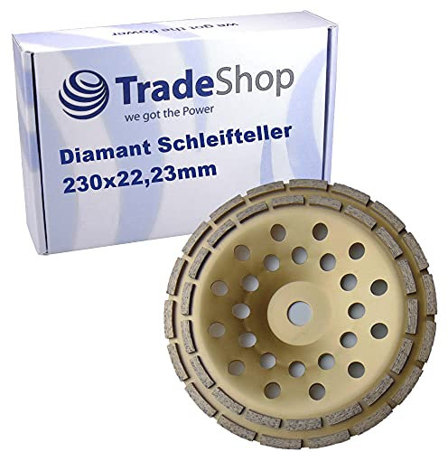 Trade-Shop Disco abrasivo diamantato a doppia fila, 230 x 22,2 mm, compatibile con DeWalt, compatibile con Hilti, Flex smerigliatrice fresa