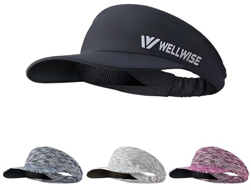 wellwise Damen Sonnenschutzvisor in Mode und für den Freizeitbereich,Faltbarer Sport Sonnenschutzvisor,ultraleichter,atmungsaktiver Lauf,Golf (Schwarz)