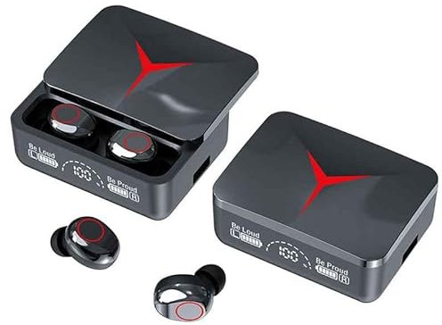 M90 Wireless Bluetooth In-Ear Headphones, Black - Gaming, Sports, Mobile Phone Use - Waterproof, Noise Cancelling, LED Display, Detachable Cable