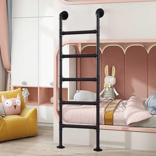 4ft 5ft 6ft 7ft 8ft Ladders for Home Loft Apartments, Wall Mounted Bunk Bed Ladder for Dorm, Durable Safety Basement Egress Heavy Duty Ladder, Customizable Size, Black(280cm/110in)