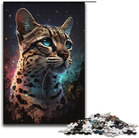 1000-teiliges Puzzle „Ozelot“, Puzzle für Erwachsene, Karton, Lernspielzeug, Größe 38 x 26 cm