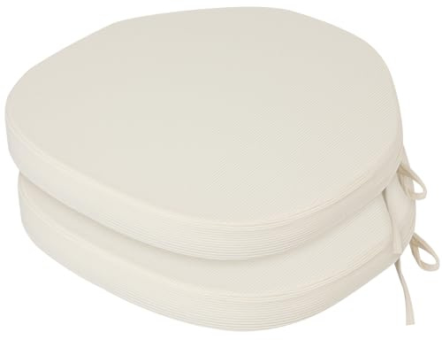 PRIMEPATIO Sitzkissen Stuhl Indoor, Hochdichter Schaumstoff-Stuhlauflage für Küchenstuhl, Esszimmerstuhl und Outdoor Gartenstuhl mit Bändern und Waschbar Bezug, Stuhlkissen 45x45x5cm 2er-Set, Beige