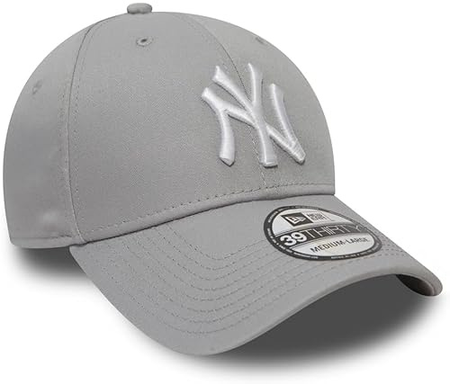 New Era - MLB New York Yankees Essential 39Thirty Cap - Grau-Weiß, Größe:S-M