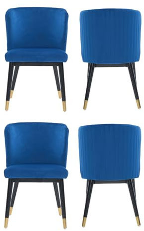 Life Interiors Sofina Modern Tufted Velvet Dining Chair – Upholstered Accent Chair with Curved Back, Gold-Tipped Rubberwood Legs & Durable Wooden Frame - Dining Room Living Room Restaurants