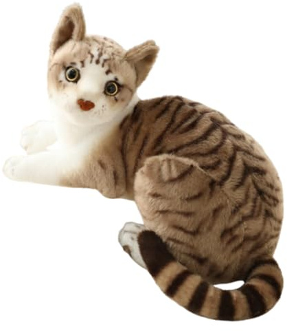 Xiyocadt Katze Kuscheltier, PlüSchtier Katze, Siamkatzen, Tabbykatzen. AußErgewöHnlich Flauschig Und Weich Im Griff, FüR Jungen Und MäDchen GleichermaßEn Geeignet. (40cm,Tabby-A)