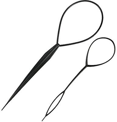 Pince magique Tresse Queue de cheval Accessoire de coiffure Noir (2 pièces)